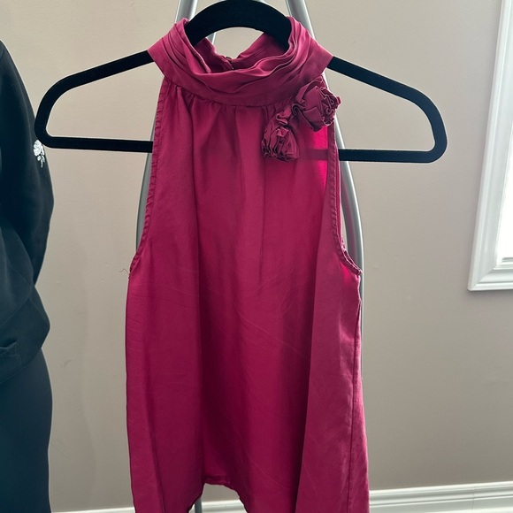 Silk magenta halter blouse. Size Medium - Picture 1 of 7